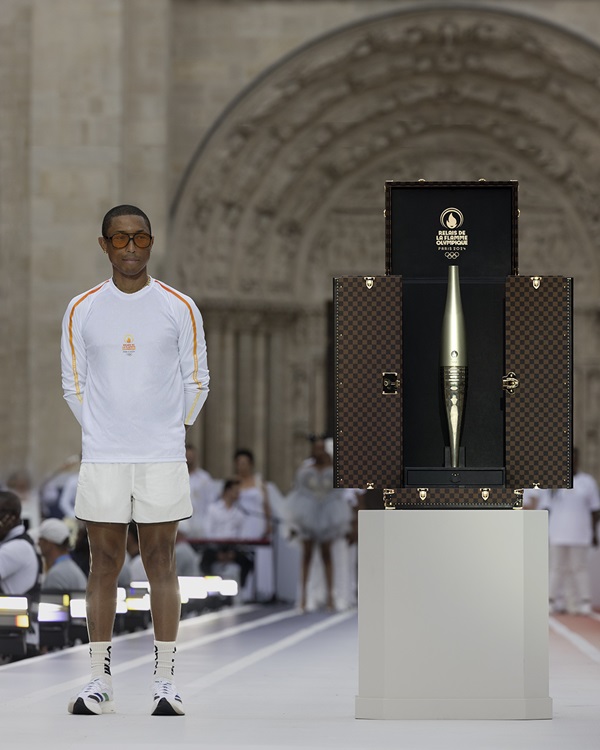 Pharrell Williams Carries Torch at Paris 2024 Olympics