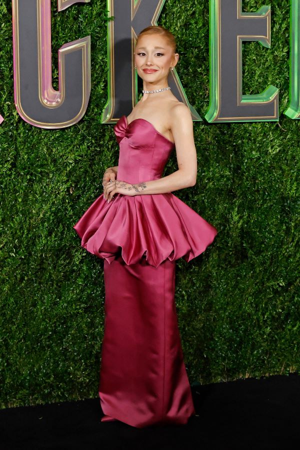 Ariana Grande wears custom Louis Vuitton to the premiere of “Wicked” In New York City