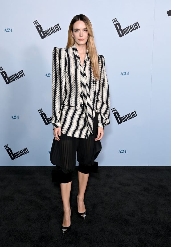 Stacy Martin wears Louis Vuitton to the screening of “The Brutalist” in Los Angeles